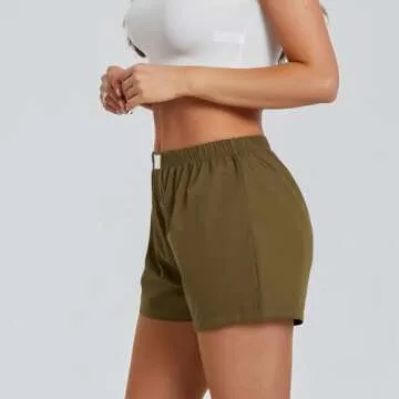 Women's Y2K Lounge Shorts Cute Soft Elastic Low Waist Plaid Print Button Front Pajama Bottoms Boxer Shorts Sleepwear