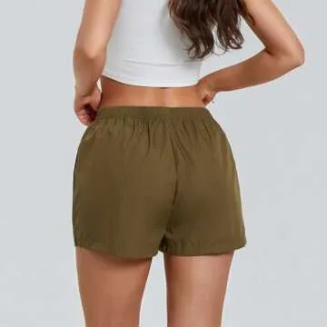 Women's Y2K Lounge Shorts Cute Soft Elastic Low Waist Plaid Print Button Front Pajama Bottoms Boxer Shorts Sleepwear