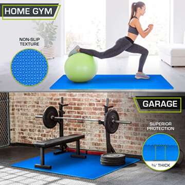 ProsourceFit Extra Thick Puzzle Exercise Mat , EVA Foam Interlocking Tiles for Protective, Cushioned Workout Flooring for Home and Gym Equipment, Blue - 3/4 inch - 24 Sq Ft - 6 Tiles