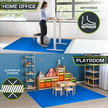 ProsourceFit Extra Thick Puzzle Exercise Mat , EVA Foam Interlocking Tiles for Protective, Cushioned Workout Flooring for Home and Gym Equipment, Blue - 3/4 inch - 24 Sq Ft - 6 Tiles