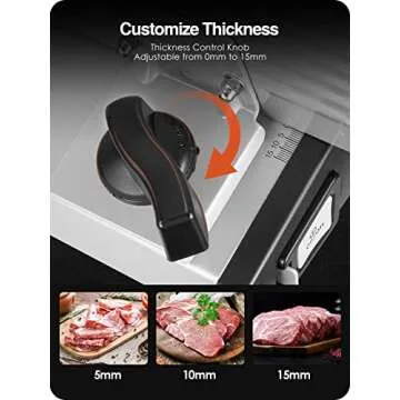 200W Electric Deli Meat Slicer, 7.5" Removable Stainless Steel Blade, Adjustable Thickness, Child Lo...
