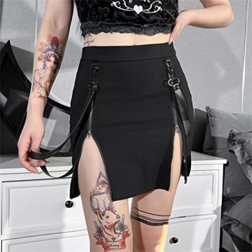 Goth Bodycon Mini Skirt - Punk Rock Edgy Fashion