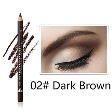 Dark Brown Eyebrow Pencils Set, 12PCS Waterproof Eye Liner Pencils, Long-lasting Dark Brown Eyeliner...