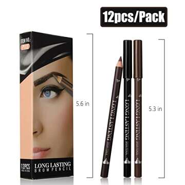 Dark Brown Eyebrow Pencils Set - 12PCS Waterproof Eye Liner