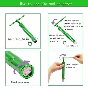 Stainless Steel Clay Extruder Sugar Paste Extruder Cake Fondant Decorating Tool Set Ceramics & Pottery Clay Extruders Mixers & Presses (Green)