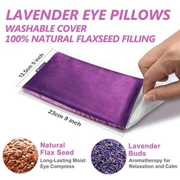 RelaxCoo Lavender Eye Pillow for Relaxation, Yoga, Sleeping, Weighted Eye Mask Heated for Headache, Sinus, Dry Eye Relief, Moist Heat Eyes Compress, Meditation Accessories with Aromatherapy, Pack of 4