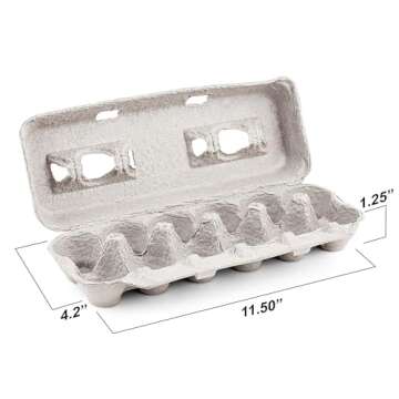 MT Products Printed Natural Pulp Egg Cartons 1 Dozen - Disposable Egg Storage Container (Pack of 25) - Made in the USA