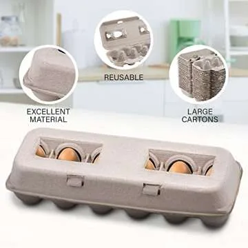 MT Products Printed Natural Pulp Egg Cartons 1 Dozen - Disposable Egg Storage Container (Pack of 25) - Made in the USA