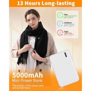 Rechargeable Heated Scarf for Women Men, Electric Scarfs Heated With 5000mah Power Bank, Heated Neck...