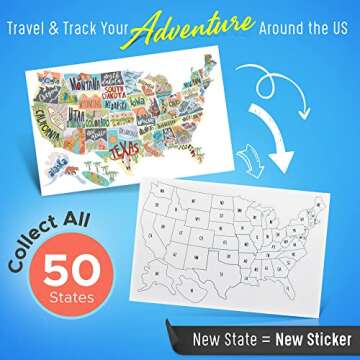 RV State Sticker Travel Map of The United States | 50 States Stickers of US | Vinyl Decal Bumper Sti...