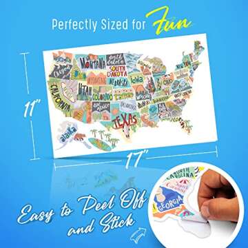 RV State Sticker Travel Map of The United States | 50 States Stickers of US | Vinyl Decal Bumper Sticker for RVs | USA States Stickers for Camper Trailer Accessories RV Map of States Visited