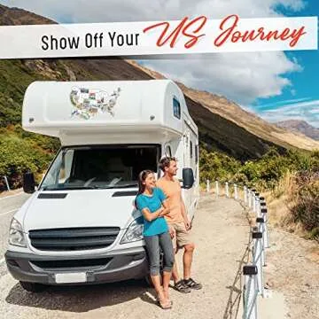 RV State Sticker Travel Map of The United States | 50 States Stickers of US | Vinyl Decal Bumper Sticker for RVs | USA States Stickers for Camper Trailer Accessories RV Map of States Visited