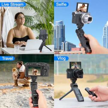 Newmowa Wireless Remote Control Shooting Grip & Mini Tripod for Sony ZV-1, ZV-1F, A7 III, A7R III, A9, A6100, RX100 VII, Canon EOS RP, EOS R, 6D Mark II, 800D, Nikon Z, Z6 II, Z50, COOLPIX A1000