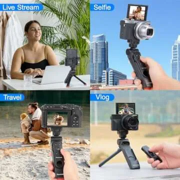 Newmowa Wireless Remote Control Shooting Grip & Mini Tripod for Sony ZV-1, ZV-1F, A7 III, A7R III, A9, A6100, RX100 VII, Canon EOS RP, EOS R, 6D Mark II, 800D, Nikon Z, Z6 II, Z50, COOLPIX A1000