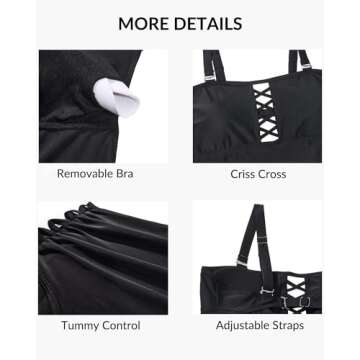 Yonique Plus Size Swimsuits for Women Tummy Control Two Piece Bathing Suits Peplum Tankini Tops High Waisted Swimwear Black 18plus