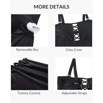 Yonique Plus Size Swimsuits for Women Tummy Control Two Piece Bathing Suits Peplum Tankini Tops High Waisted Swimwear Black 18plus