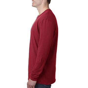 Premium Fitted Long-Sleeve Crew for Men in Cardinal