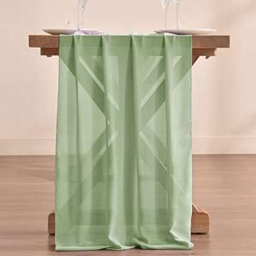 Socomi Sage Green Chiffon Table Runner for Special Events