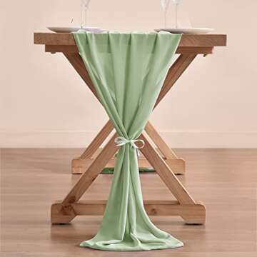 Socomi Sage Green Chiffon Table Runner for Special Events