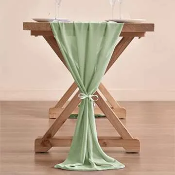 Socomi Sage Green Chiffon Table Runner for Special Events