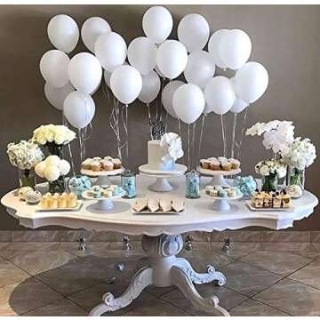 Latex Balloons, 100-Pack, 12-Inch, White Balloons