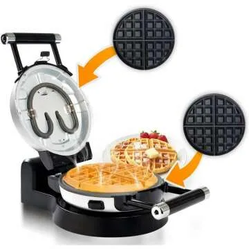 Automatic 360 Rotating Belgian Waffle Maker with Non-Stick Plates
