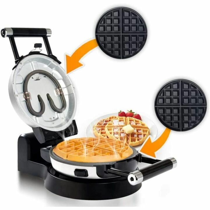 Automatic 360 Rotating Belgian Waffle Maker with Non-Stick Plates