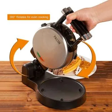Automatic 360 Rotating Belgian Waffle Maker with Non-Stick Plates