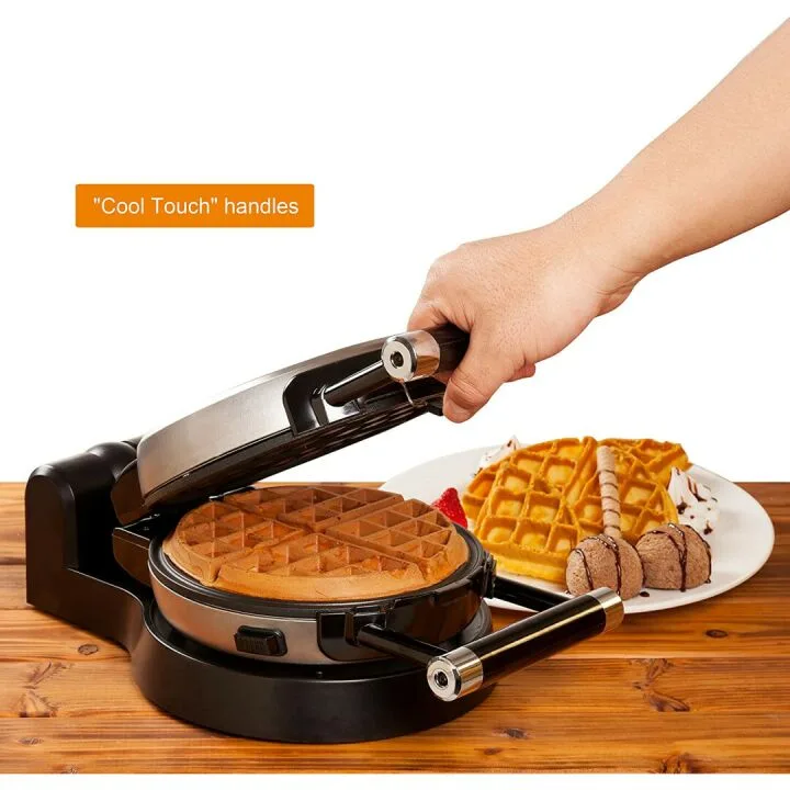 Automatic 360 Rotating Belgian Waffle Maker with Non-Stick Plates