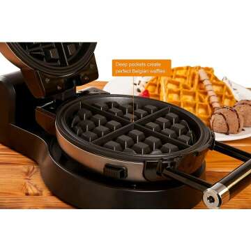Automatic 360 Rotating Belgian Waffle Maker with Non-Stick Plates