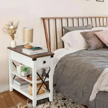 Awescuti Narrow End Table - Farmhouse Style & Charging Station