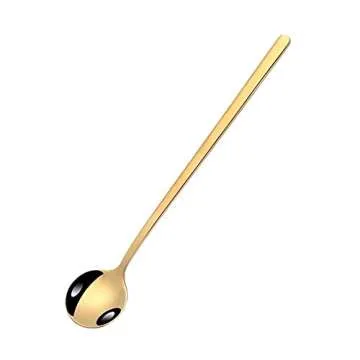 Coffee Spoons Set of 10, Stirring Spoons, Tea Spoons Long Handle, Gold Teaspoons, Gold Spoons, Ice Tea Spoons, Long Spoons for Stirring, Stainless Steel 6.77 Inches Espresso Spoons