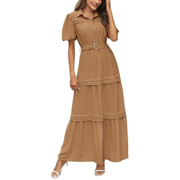PRETTYGARDEN Elegant Women's Summer Maxi Dress with Belt