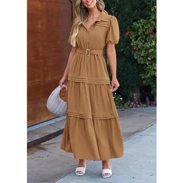PRETTYGARDEN Elegant Women's Summer Maxi Dress with Belt