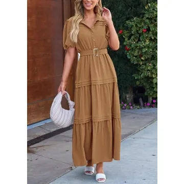 PRETTYGARDEN Elegant Women's Summer Maxi Dress with Belt