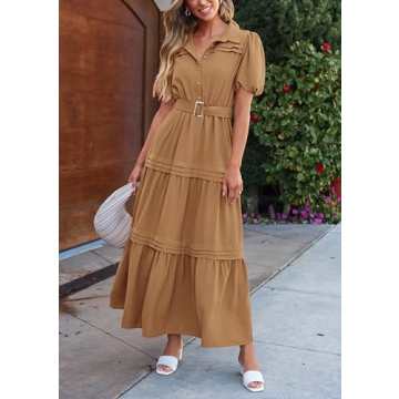 PRETTYGARDEN Elegant Women's Summer Maxi Dress with Belt