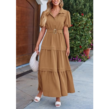 PRETTYGARDEN Elegant Women's Summer Maxi Dress with Belt