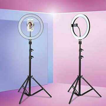 Fealay LED Ring Light Kit with Phone Holder & Adjustable Tripod