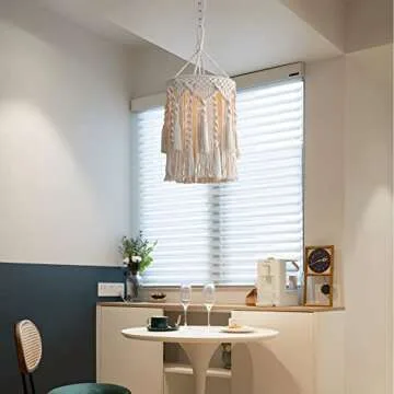 Bioaqua Boho Lamp Shade,Boho Hanging Lamp Handmade Macrame Lamp Shade Plug in Pendant Light,Bohemian Hanging Lights with Plug in Cord Light Fixtures for Boho Bedroom Decor Living Room (Type 3)