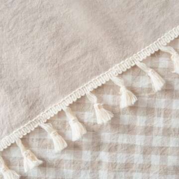 Elegant MONDAY MOOSE Gingham Checkered Tablecloth for Dining