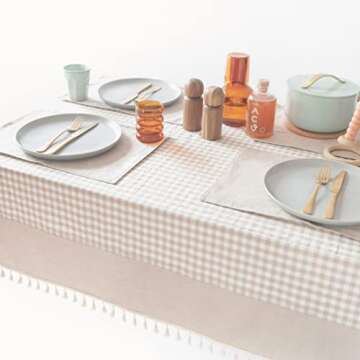 Elegant MONDAY MOOSE Gingham Checkered Tablecloth for Dining