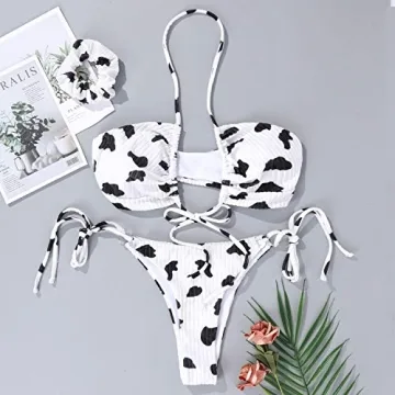 Adjustable Women's Cow Print Bikini for Festivals