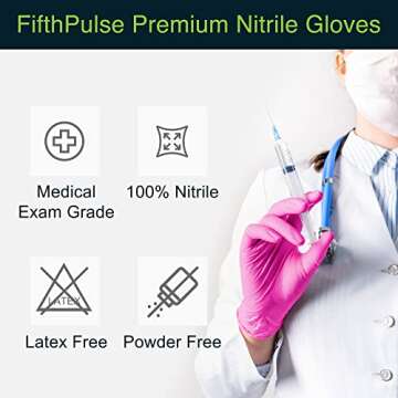 Fuchsia Hot Pink Nitrile Disposable Gloves - 50 Count - 3 Mil Nitrile Gloves Large - Powder and Latex Free Rubber Gloves - Surgical Medical Exam Gloves - Food Safe Cooking Gloves
