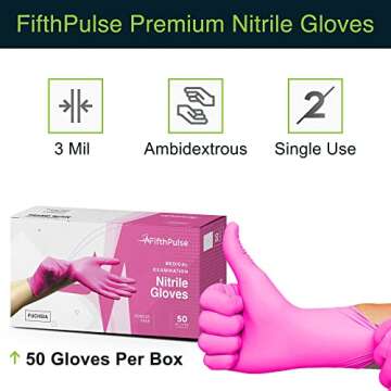 Fuchsia Hot Pink Nitrile Disposable Gloves - 50 Count - 3 Mil Nitrile Gloves Large - Powder and Latex Free Rubber Gloves - Surgical Medical Exam Gloves - Food Safe Cooking Gloves