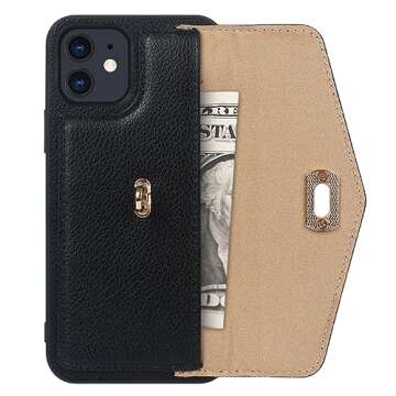 LUVI Compatible with iPhone 13 Case with Card Holder Wallet for Women with Crossbody Neck Strap Lanyard Purse Handbag Shoulder Strap PU Leather Luxury Fashion 3D Crocodile Snake Skin Case Black