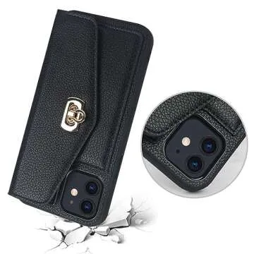 LUVI Compatible with iPhone 13 Case with Card Holder Wallet for Women with Crossbody Neck Strap Lanyard Purse Handbag Shoulder Strap PU Leather Luxury Fashion 3D Crocodile Snake Skin Case Black