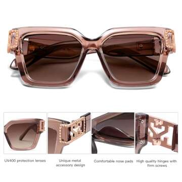 Stylish SOJOS Luxury Square Sunglasses for Women UV400