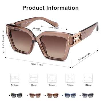 Stylish SOJOS Luxury Square Sunglasses for Women UV400