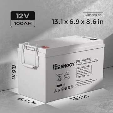 Renogy Deep Cycle AGM 12 Volt 100Ah Battery, 3% Self-Discharge Rate, 1100A Max Discharge Current, Sa...