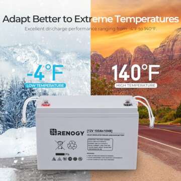 Renogy Deep Cycle AGM 12 Volt 100Ah Battery, 3% Self-Discharge Rate, 1100A Max Discharge Current, Safe Charge Appliances for RV, Camping, Cabin, Marine and Off-Grid System, Maintenance-Free